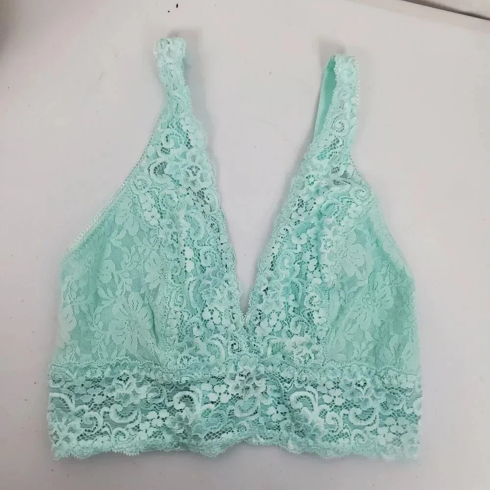 Women's SOMA Bralette Lace Plunge SZ XS Mint Green Teal Pastel‎ Spring Ex Small - Picture 5 of 8